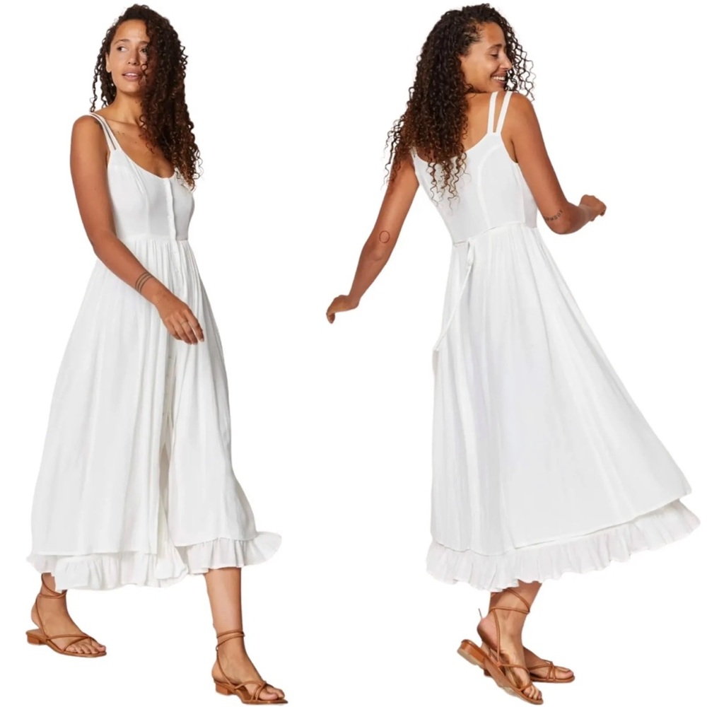 Christy Dawn White Midi Sundress with Ruffle Hem